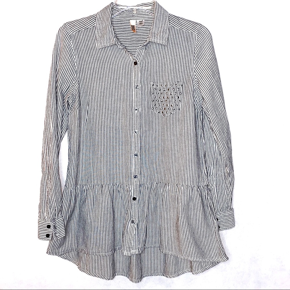 Route 66 Striped Button Down Top Small